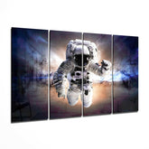 Astronaut  4 Pieces Mega Glass Wall Art (59"x36") | Insigne Art Design.